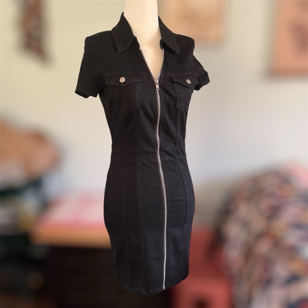 Guess Black Mini Dress with Zipper